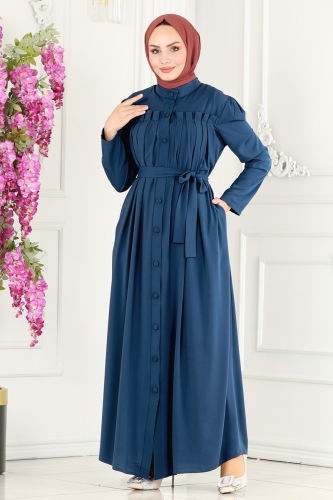 moda selvim Abaya 2504SL432 Indigo - Thumbnail