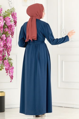 moda selvim Abaya 2504SL432 Indigo - Thumbnail