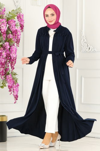 moda selvim Abaya 2504SL432 Navy Blue - Thumbnail