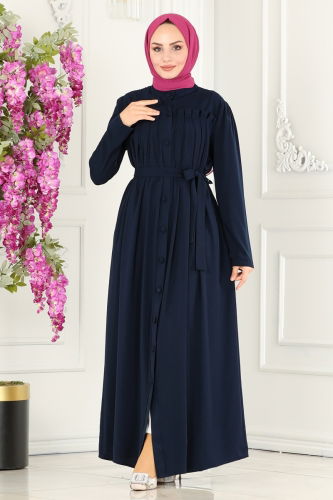 moda selvim Abaya 2504SL432 Navy Blue - Thumbnail