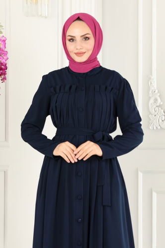 moda selvim Abaya 2504SL432 Navy Blue - Thumbnail