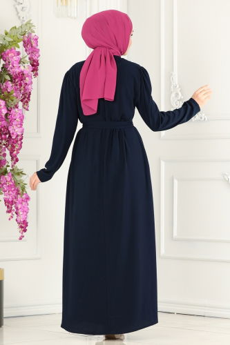 moda selvim Abaya 2504SL432 Navy Blue - Thumbnail