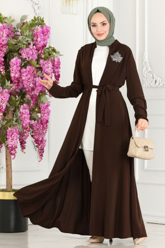 moda selvim Abaya 2509SL432 Brown - Thumbnail