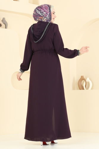 moda selvim عباءة توتي 2511OZT1013 - Thumbnail