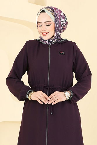 moda selvim عباءة توتي 2511OZT1013 - Thumbnail