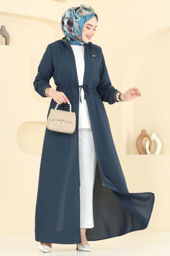 moda selvim عباءة بترولي 2511OZT1013 - Thumbnail