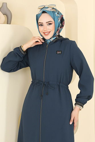 moda selvim عباءة بترولي 2511OZT1013 - Thumbnail