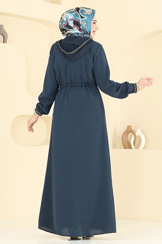 moda selvim عباءة بترولي 2511OZT1013 - Thumbnail