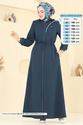 moda selvim عباءة بترولي 2511OZT1013 - Thumbnail