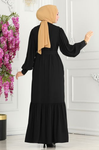 moda selvim Abaya 2518SL432 Black - Thumbnail