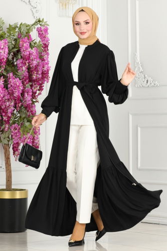 moda selvim Abaya 2518SL432 Black - Thumbnail