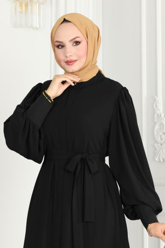 moda selvim Abaya 2518SL432 Black - Thumbnail