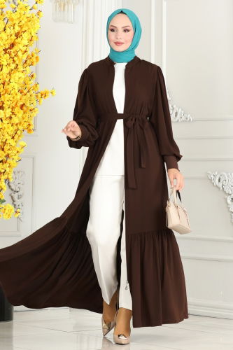 moda selvim Abaya 2518SL432 Brown - Thumbnail