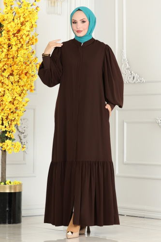 moda selvim Abaya 2518SL432 Brown - Thumbnail