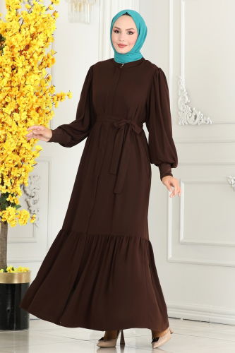 moda selvim Abaya 2518SL432 Brown - Thumbnail