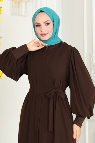 moda selvim Abaya 2518SL432 Brown - Thumbnail