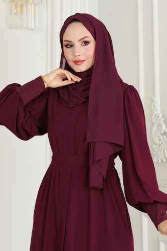 moda selvim Abaya 2518SL432 Burgundy - Thumbnail