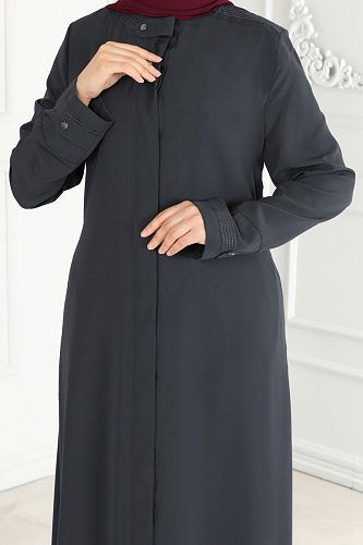 moda selvim Abaya 25212PD194 Anthracite - Thumbnail