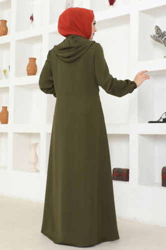 moda selvim Abaya 25214PD194 Khaki - Thumbnail