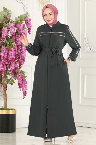 moda selvim Abaya 25223PD194 Anthracite - Thumbnail