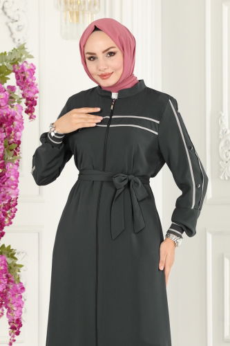 moda selvim Abaya 25223PD194 Anthracite - Thumbnail