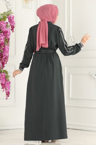 moda selvim Abaya 25223PD194 Anthracite - Thumbnail