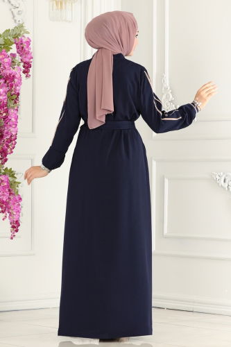 moda selvim Abaya 25223PD194 Navy Blue - Thumbnail