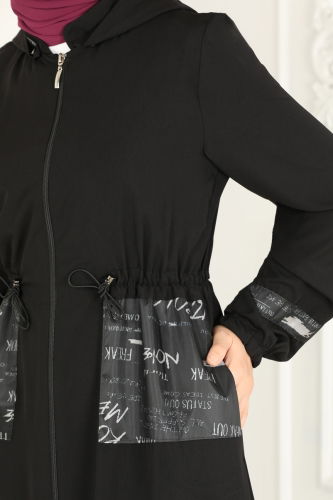 moda selvim Abaya 25224PD194 Black - Thumbnail