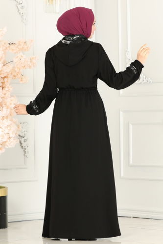 moda selvim ABAYA 25224PD194 Black Crocodile - Thumbnail