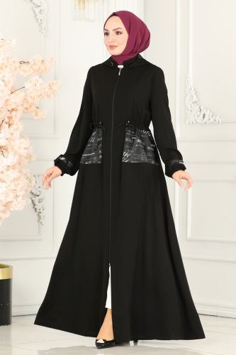 moda selvim ABAYA 25224PD194 Black Crocodile - Thumbnail