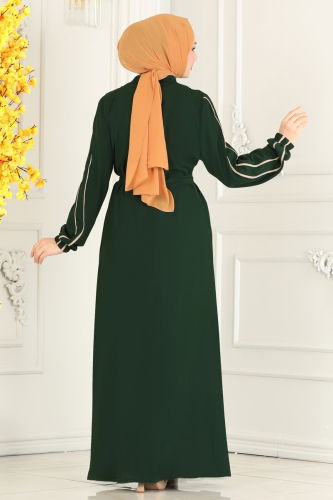 moda selvim Abaya 25233PD194 Emerald - Thumbnail