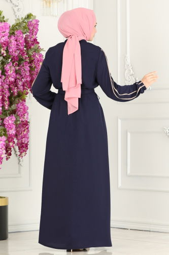 moda selvim Abaya 25233PD194 Navy Blue - Thumbnail