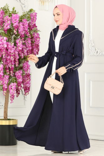 moda selvim Abaya 25233PD194 Navy Blue - Thumbnail