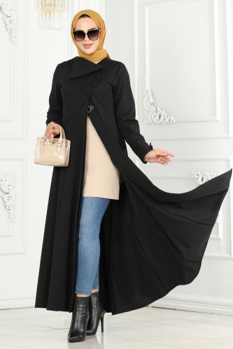 moda selvim Abaya 2533SL432 Black - Thumbnail