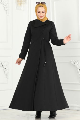 moda selvim Abaya 2533SL432 Black - Thumbnail