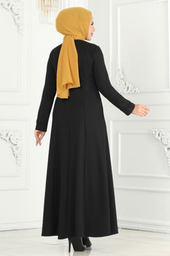 moda selvim Abaya 2533SL432 Black - Thumbnail