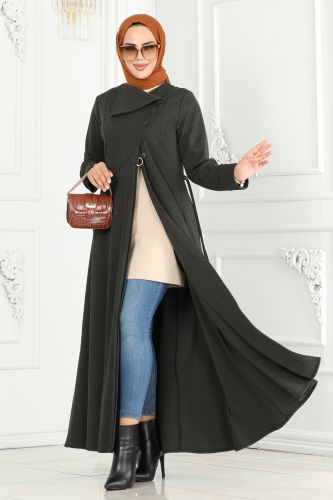 moda selvim Abaya 2533SL432 Khaki - Thumbnail