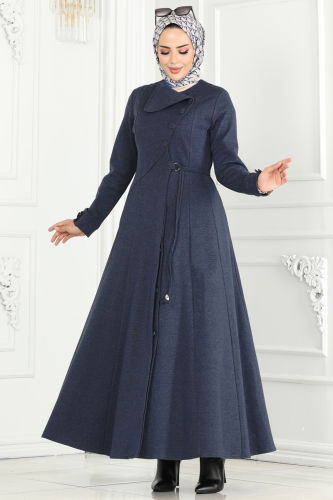 moda selvim Abaya 2533SL432 Navy Blue - Thumbnail