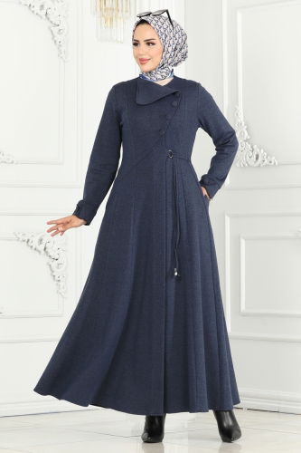 moda selvim Abaya 2533SL432 Navy Blue - Thumbnail