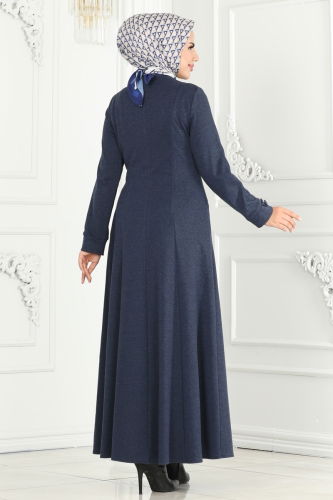 moda selvim Abaya 2533SL432 Navy Blue - Thumbnail