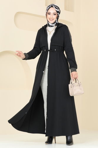 moda selvim Abaya 2552SL432 Black - Thumbnail