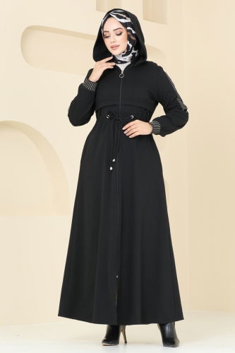 moda selvim Abaya 2552SL432 Black - Thumbnail