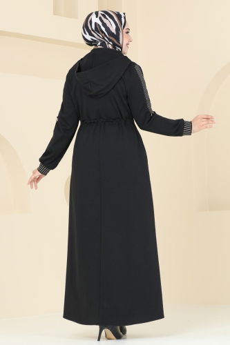 moda selvim Abaya 2552SL432 Black - Thumbnail