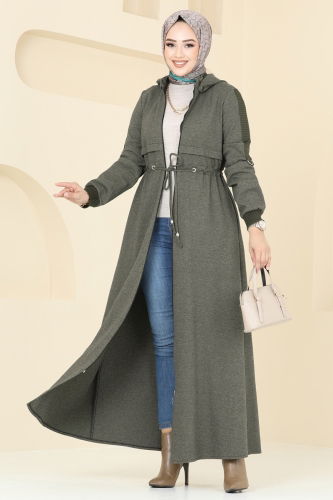 moda selvim Abaya 2552SL432 Khaki - Thumbnail