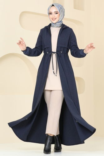 moda selvim Abaya 2552SL432 Navy Blue - Thumbnail