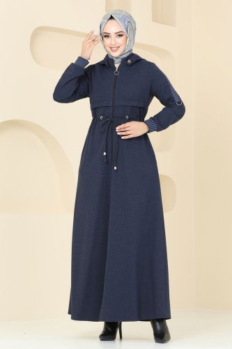 moda selvim Abaya 2552SL432 Navy Blue - Thumbnail