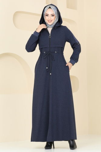 moda selvim Abaya 2552SL432 Navy Blue - Thumbnail