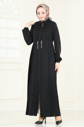 moda selvim Abaya 2568SL432 Black - Thumbnail