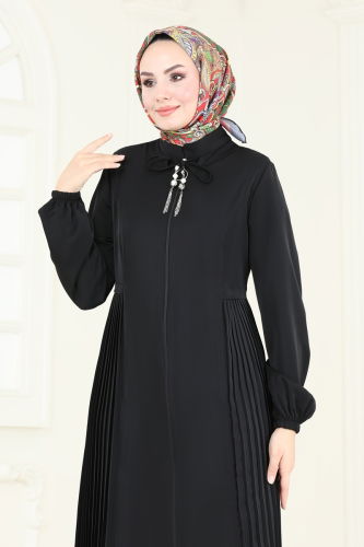 moda selvim Abaya 2568SL432 Black - Thumbnail