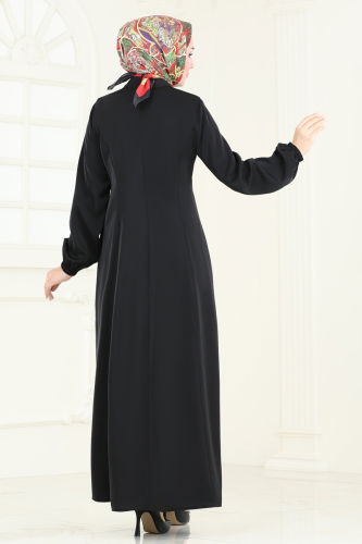 moda selvim Abaya 2568SL432 Black - Thumbnail